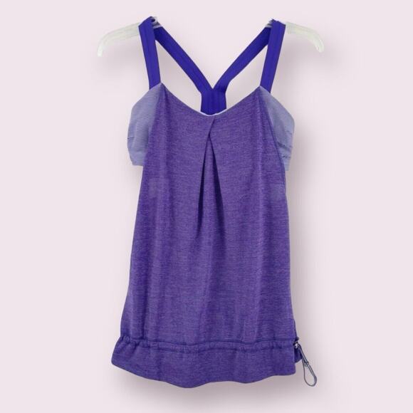 Lululemon Rest Less Tank Top Bra Bruised Berry Wee Stripe Heathered Purple Sz 4 - Picture 4 of 16